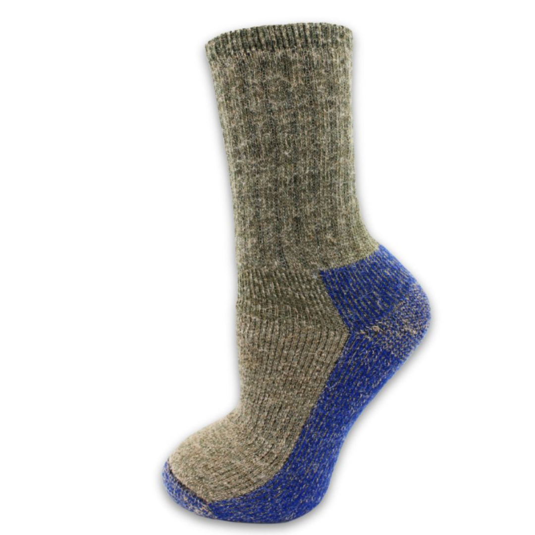 Color blocked Alpaca Crew Socks, Heavy Weight Sock with Reinforced Heels and Toes
