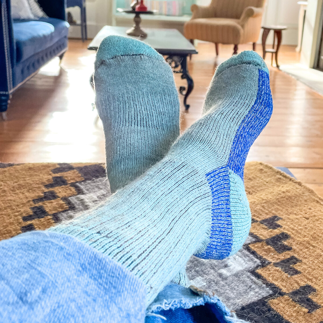 Color Block Alpaca Crew Socks, Heavy Weight Sock with Reinforced Heels and Toes