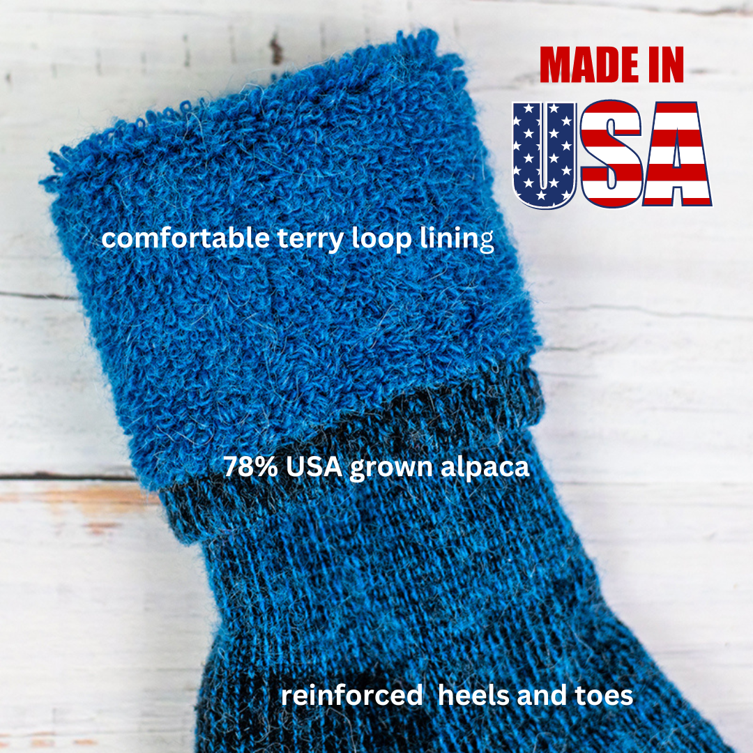 Alpaca Crew Socks - Heavy Weight Sock, Reinforced Heels & Toes, Moisture Wicking