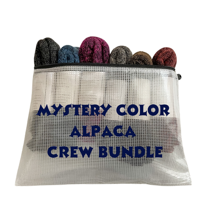 Mystery Color Alpaca Crew Sock Bundle With Free Water Resistant Pouch (3 pairs of socks in 1 pouch)