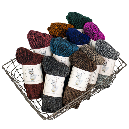 Mystery Color Alpaca Crew Sock Bundle With Free Water Resistant Pouch (3 pairs of socks in 1 pouch)