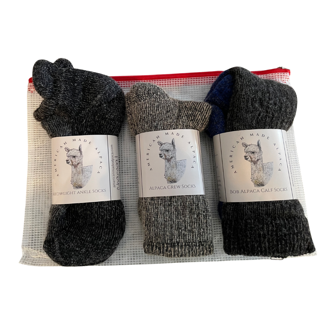 Try Me Alpaca Sock Bundle With Free Water Resistant Pouch (3 socks total)