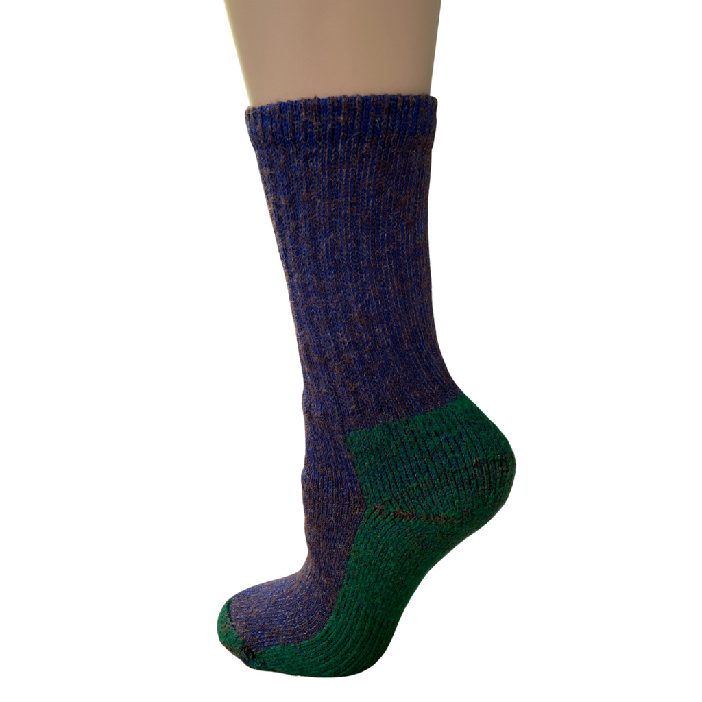 Color Block Alpaca Crew Socks, Heavy Weight Sock with Reinforced Heels and Toes