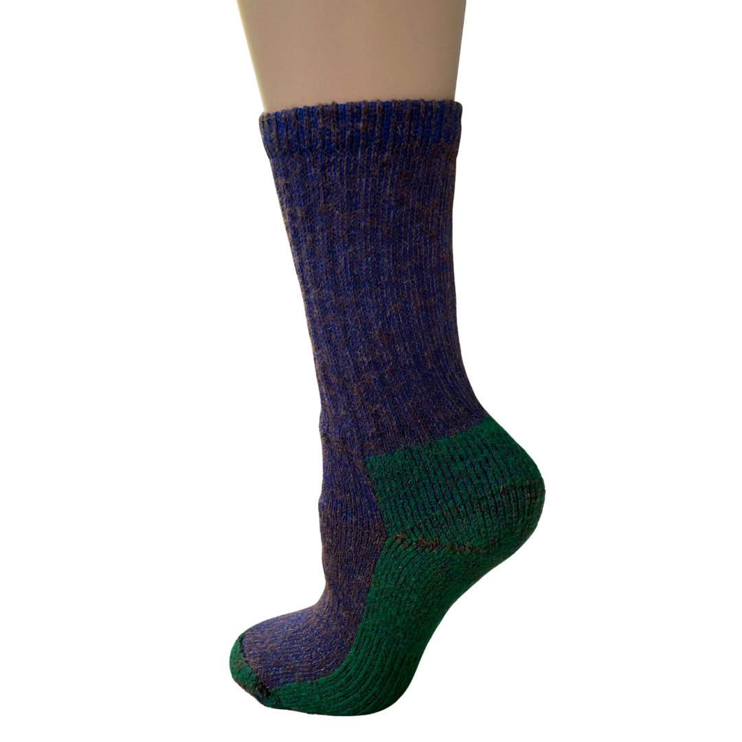 Color Block Alpaca Crew Socks, Heavy Weight Sock with Reinforced Heels and Toes