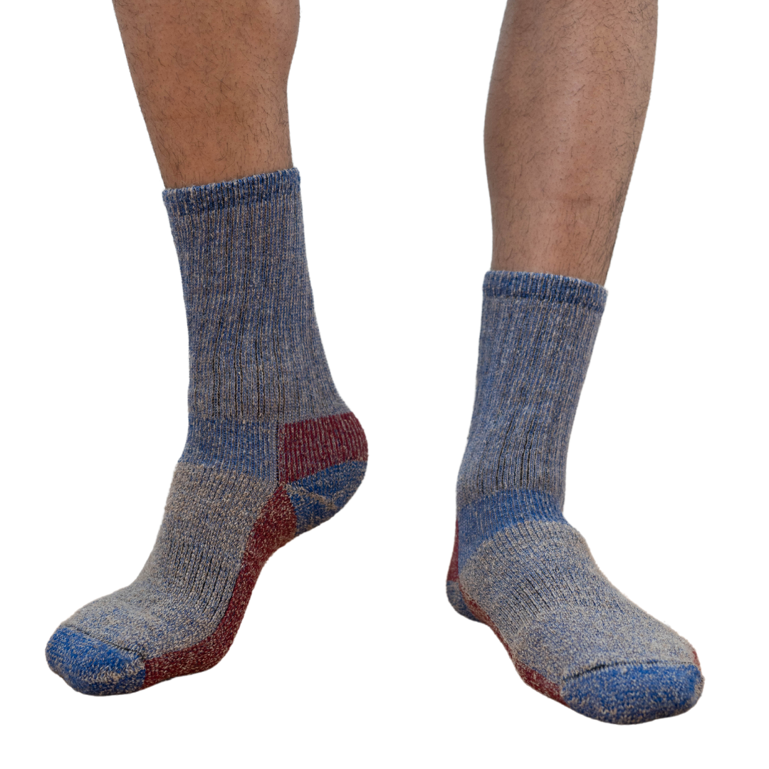 Color Block Alpaca Crew Socks, Heavy Weight Sock with Reinforced Heels and Toes