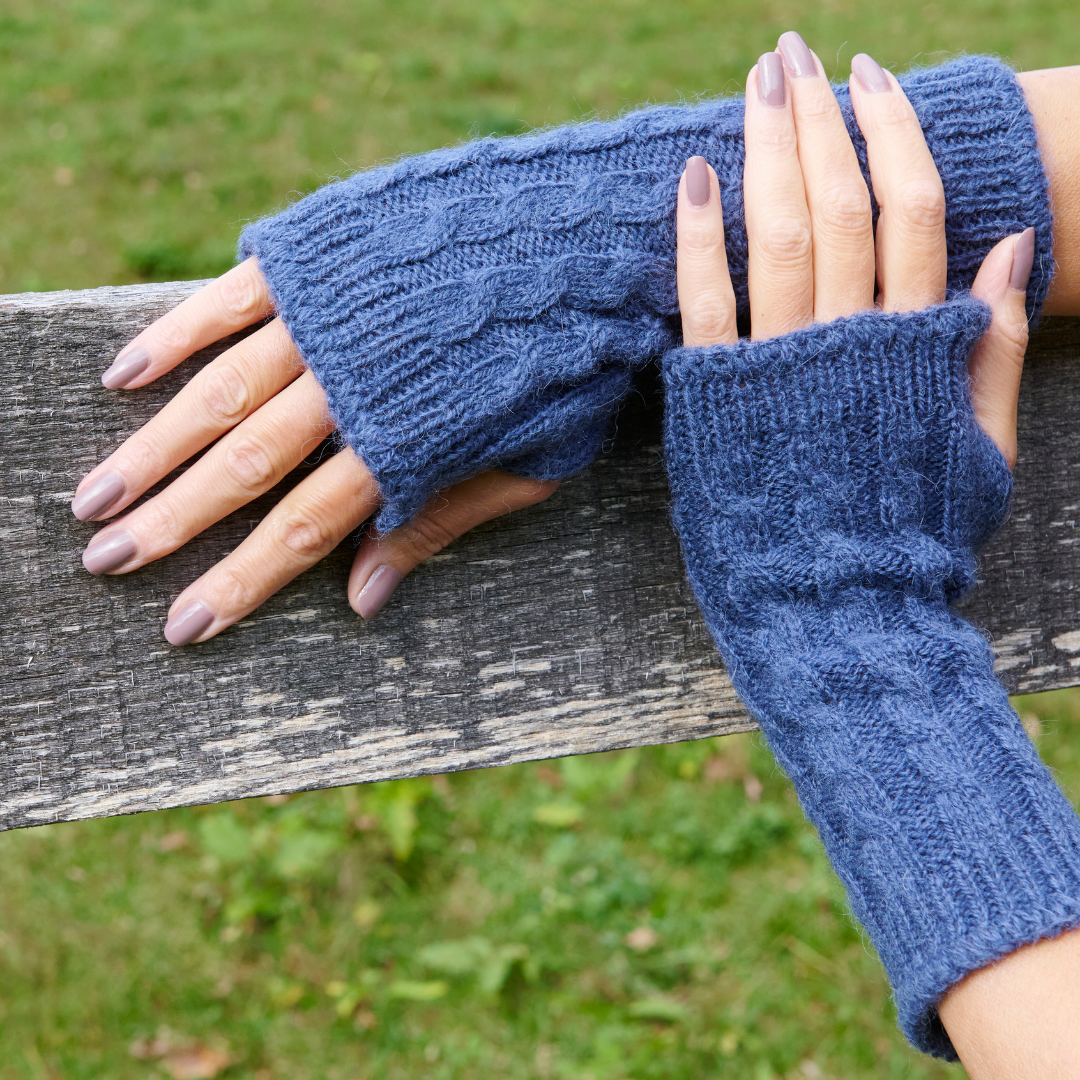 Cable Alpaca Wrist Warmers